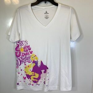 Disney Rapunzel runDisney White Shirt Sz L Short Sleeve Run Your Own Destiny